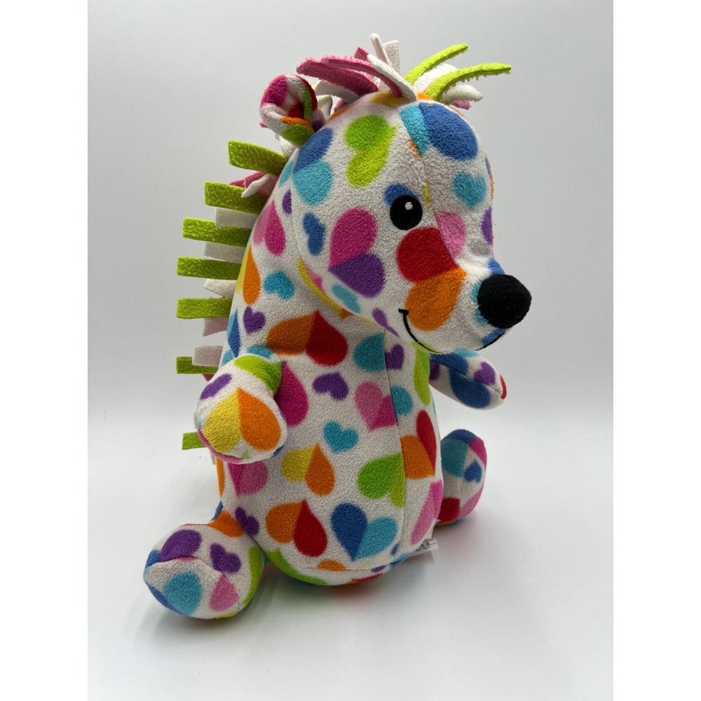 Colorful Heart Pattern Hedgehog Plush Stuffed Animal Felt‎ Mane 12 Inch